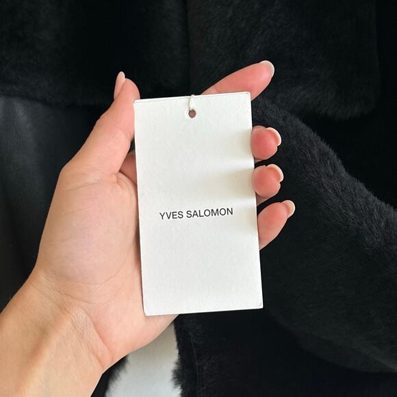 Yves Salomon Draped Lacon Lamb Leather Open Jacket Black 34 NWT - Picture 9 of 10